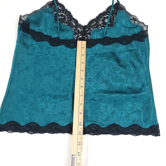 Y2K Satin Floral Lace Nighty Slip Set S Green Courtenay 3pc Highrise witchy goth - Picture 16 of 16